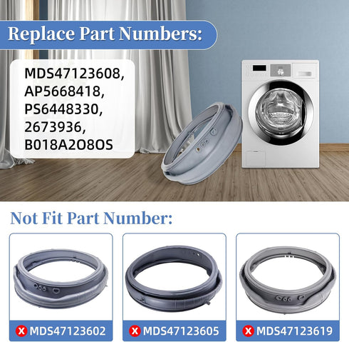 MDS47123608 Washer Door Boot Gasket Compatible with LG Kenmore WM4070HVA/HWA WM4270HWA WM8100HVA WM8500HVA