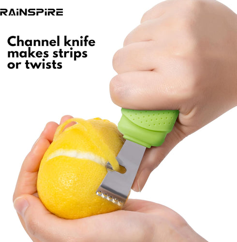 Rainspire 2-in-1 Lemon Zester Tool with Channel Knife, Stainless Steel Citrus Zester Tool, Lemon Peeler, Zesters