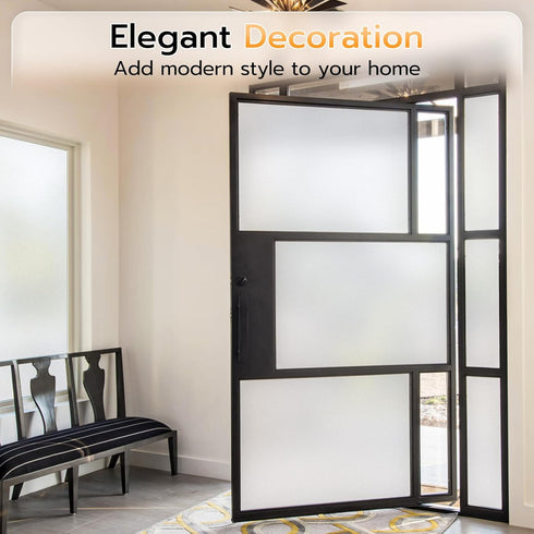 LUTE Frosted Glass Window Film, Static Cling Removable Heat Control Coverings for Bathroom, 17.5" x 78.7" (Pure)