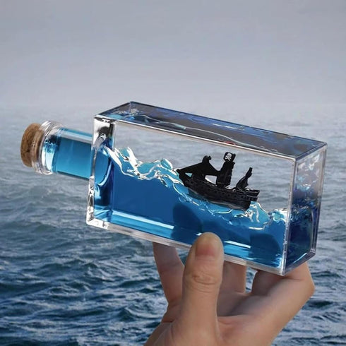 Cruise Ship Fluid Drift Bottle, Unsinkable Boat in a Box, Titanic Cruise Ship Model Liquid Wave Cruise Ship Decoration