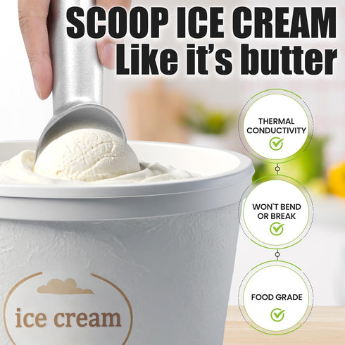 7 inch CUNSENR Ice Cream Scoop - One-Piece Nonstick Aluminum Ice Cream Scooper - Professional Metal Ice Cream Spoon