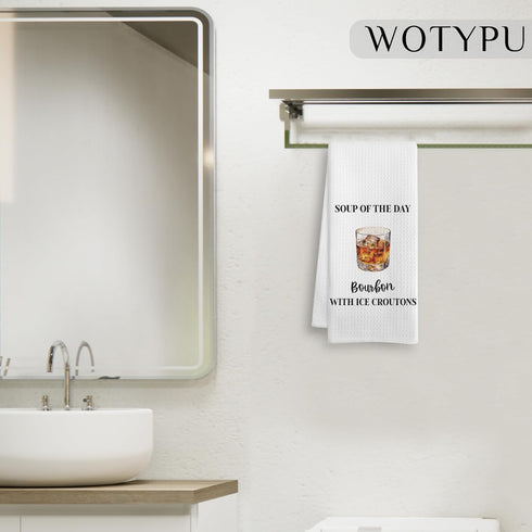 WOTYPU 16x24 Inch Funny Bourbon Kitchen Bar Towels, Bourbon Lover Gifts for Women Men Dish Tea Towel, Bartender Gifts