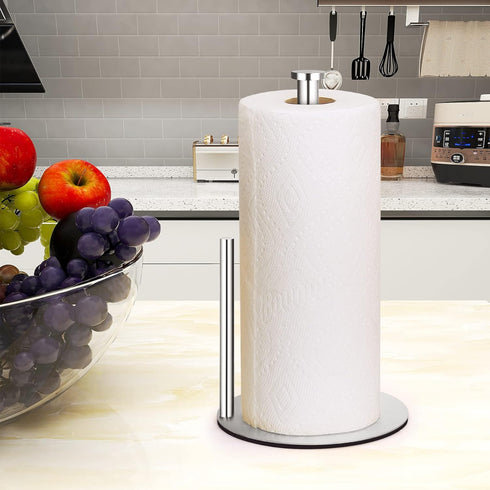 Paper Towel Holder Countertop, OBODING, Stainless Steel Kitchen Paper Towel Holder Stand for Kitchen Organization, Stainless Steel Paper Towel Holders for Standard and Large Rolls (Silver) by OBODING