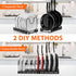 AHNR Expandable Pot and Pan Organizer Rack, 10+ Pots and Pans Lid Holder, Kitchen Cabinet Bakeware Organizer with 10