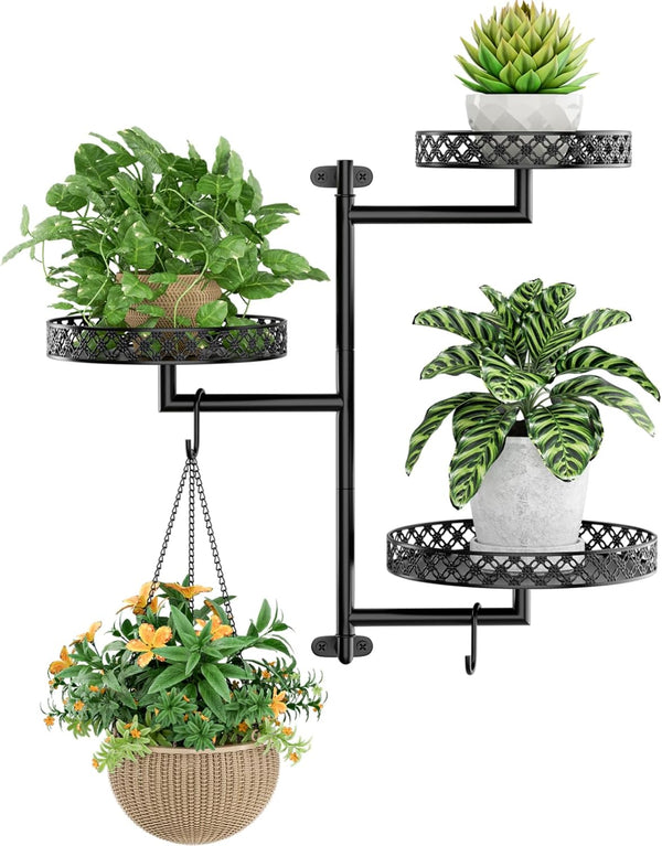 OVICAR Rotating Window Plant Shelves - Indoor Wall Plant Stand 3-Tier Floral