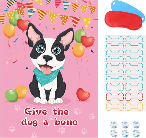 Pin The Bone on The Dog Party Game - 48 Pcs Bone for Dog Themed Birthday Party Supplies