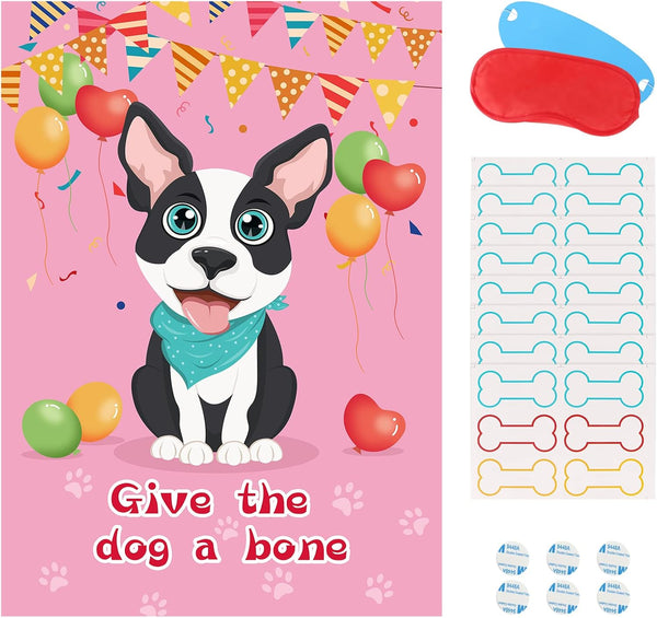 Pin The Bone on The Dog Party Game - 48 Pcs Bone for Dog Themed Birthday Party Supplies