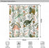 72x78 Inch Dinosaur Themed Bathroom Shower Curtain Green Dino Tropical Leaves with Hooks Waterproof Fabric Polyester