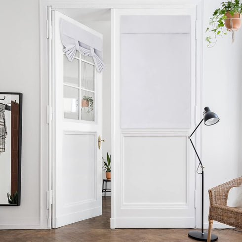 HOMEIDEAS Greyish White Privacy Blackout French Door Curtains, 26 X 40 Inch Room Darkening Thermal Insulated, 1 Panel
