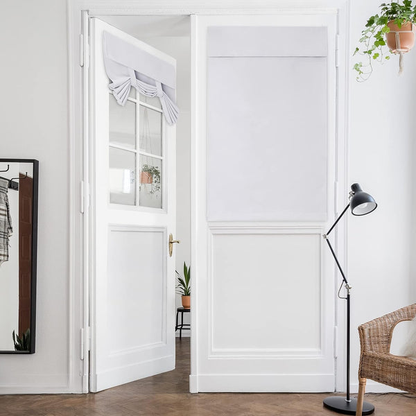 HOMEIDEAS Greyish White Privacy Blackout French Door Curtains, 26 X 40 Inch Room Darkening Thermal Insulated, 1 Panel