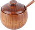 Hapivida Wooden Salt Box Spice Jar, Salt Cellar with Lid and Spoon, Seasoning Container Holder for Kitchen Serving