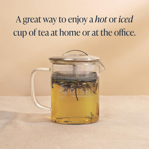 12oz 400ml Rishi Tea Simple Brew Teapot - For Loose Tea Preparation, Built-in Strainer, Everyday Teaware, Easy