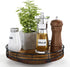 Farmhouse Oak 9" Lazy Susan Turntable Organizer for Cabinet, Round Wooden Storage for Dining Table, Pantry, Kitchen