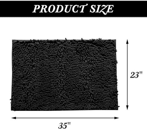 Non-Slip Bath Rug - Extra Soft Microfiber Bedroom Shag Carpet with Anti-Slip Backing, Machine Washable (Black)