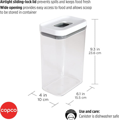 Copco Food and Organization Storage Container with Airtight Lid, 2.74-Quart, Clear