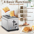 SEEDEEM 2 Slice Toaster, Stainless Steel, LCD Display, 7 Shade Settings, Digital Bagel & Defrost Function