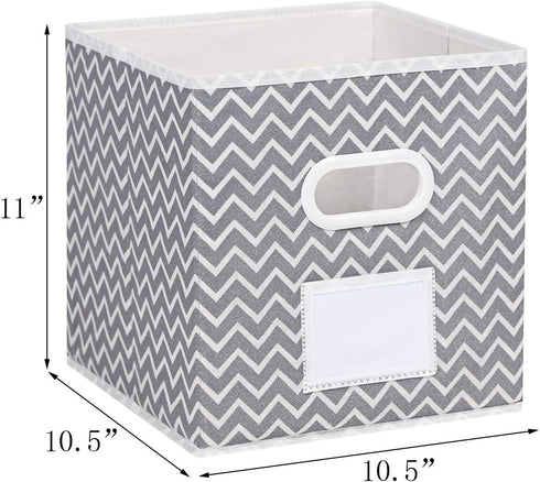 MAX Houser Fabric Cloth Storage Bins,Foldable Storage Cubes Organizer Baskets with Dual Handles for Home Bedroom Storage,Set of 6 (Grey)