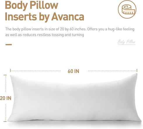 20 60, Acanva Fluffy Bed Sleeping Side Sleeper Body Pillow Insert, Long x White