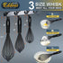 Silicone Whisks for Cooking, 3pcs Black Whisk Set (7+9+11in) - Non Scratch Kitchen Utensils to Protect Ceramics,