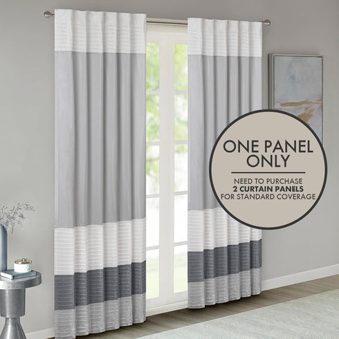 Madison Park Window Curtain Single Panel, Faux Silk, Room Darkening for Living Room and Bedroom, 84"L x 50"W, Grey