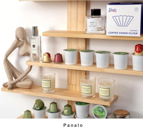 Panalo 16 inches 2 Wooden Floating Shelves for Wall, Small Wood Display Shelves Rack for Collectibles-Figures, Mini