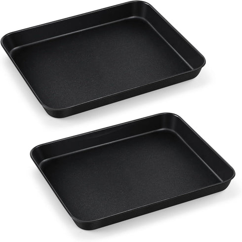 TeamFar Toaster Oven Pans, 10.5 x 8 x 1 Inch Carbon Steel Baking Tray, Non-Toxic & Non-Stick, 2 PCS