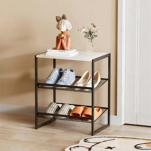 Garden 4 you Shoe Rack for Closet Narrow 3 Tiers, Small Shoe