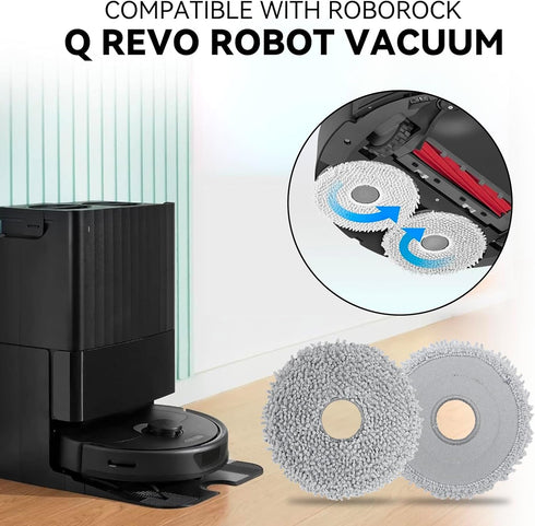 Microfiber Vacuum Mop Cloth Pads for Roborock Q Revo & Qrevo MaxV Robot Vacuum, Reusable & Washable Replacement Parts