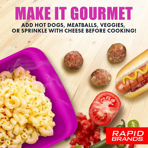 Rapid Mac Cooker | Microwave Macaroni & Cheese in 5 Minutes | Dishwasher-Safe, BPA-Free (Blue & Orange, 2-Pack)