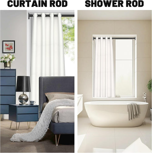 Matte Black Shower Curtain Rod, 31-68 inches Adjustable Tension Rod with Holders for Bathroom and Windows
