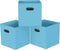 Black Foldable Storage Cubes Bins, Fabric Organizer Baskets with Dual Handles for Home Organization, Set of 3 (Blue)