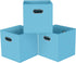 Black Foldable Storage Cubes Bins, Fabric Organizer Baskets with Dual Handles for Home Organization, Set of 3 (Blue)