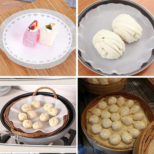 4 Pieces Round Silicone Reusable Steamer Mat Mesh Sheets for Food Dehydrator, 10" Diameter