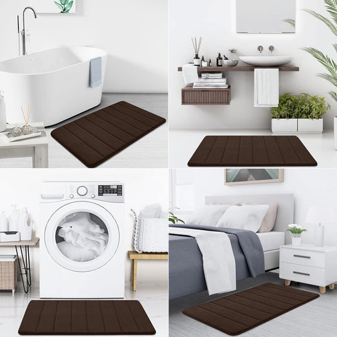 Buganda Bathroom Rug and Mat Set, 2 Piece Memory Foam Bath Mat and U-Shaped Toilet Rug, Soft Non Slip Absorbent