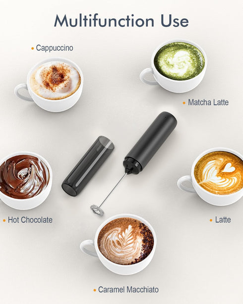 Rechargeable Milk Frother USB, Handheld Electric Foam Maker with Whisk Drink Mixer & Foamer for Coffee, Latte, Matcha