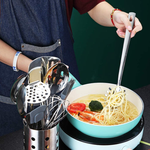 Berglander Spaghetti Spoon, Stainless Steel Pasta Server, Heat Resistant, Dishwasher Safe