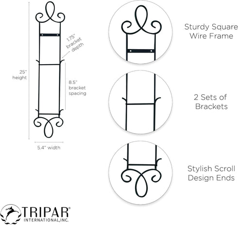 TRIPAR Augusta Narrow Vertical Plate Rack, Black, 2 Tiers - Lightweight & Durable