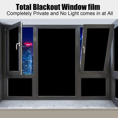 Blackout Window Film, Static Cling Window Tint 100% Light Blocking for Home Privacy, Room Darkening (Matte Black,