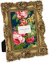 Laura Ashley 4x4 Gold Ornate Textured Hand-Crafted Resin Picture Frame with Easel & Hook for Wall & Tabletop Display,