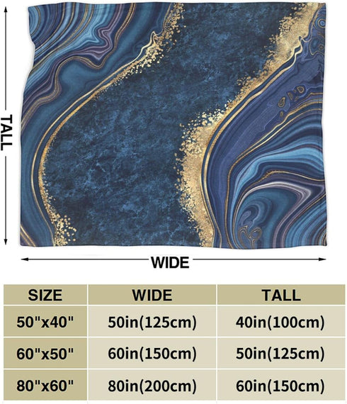 Perinsto 50"X40" Blue Painted Marble Throw Blanket Ultra Soft Warm All Season Marbling Painting Decorative Fleece