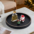 KINGFOM Round Decorative Tray for Coffee Table, PU Leather Valet Nightstand Desk Organizer for Men Women, Golden Trim