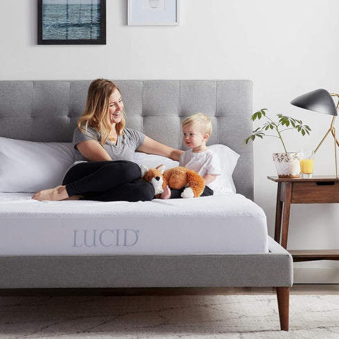 LUCID Premium Waterproof Mattress Protector, California King Size Fitted Sheet Style, Machine Washable Cotton Terry Top