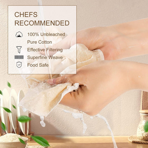 Cheesecloth, Precut 20x20 Inch, Grade 90 Hemmed Cheese Cloths for Cooking, Reusable Cotton Muslin Cloths