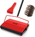 JEHONN Carpet Floor Sweeper Manual with Horsehair, Non Electric Rug Roller Brush for Cleaning Pet Hair, Loose Debris,