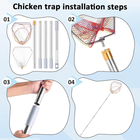 IAOVAW Set 2 74 Inch Chicken Catching Net Nets with Adjustable Pole, Lightweight Bird & Animal Catcher for Chickens