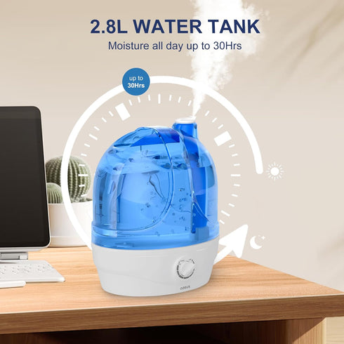 Humidifiers, 2.8L Ultrasonic Cool Mist for Large Room, Quiet Humidifier with Microporous Filters, Lasts up to 50 Hours