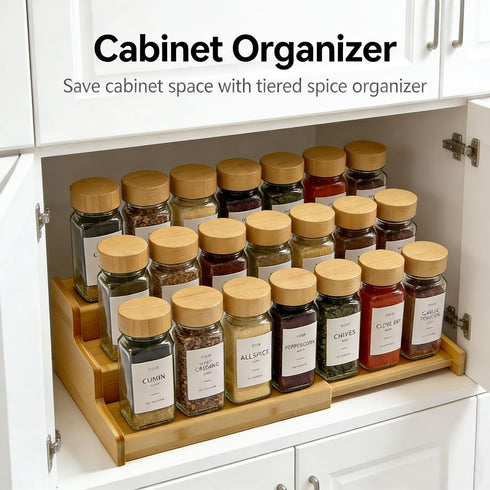 JinDoWin Countertop,15.7 Inch (2 Pack, Spice Rack Organizer For Cabinet, Spice Organization For Cabinet, Spice Rack