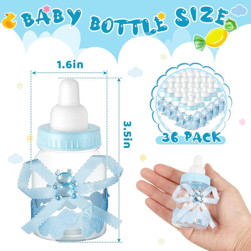 Nuenen 36 Pcs Baby Bottle Party Favors Plastic Mini Milk Bear Bottles for Baby Shower Decorations and Centerpieces