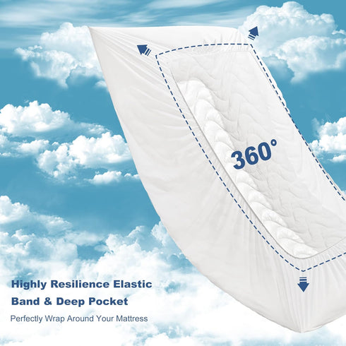 GRT Queen Waterproof Mattress Pad, 100% Waterproof with Dual-Layers Protection, Noiseless Quilted Fitted Cover