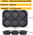 Silicone Hamburger Bun Mold, 6 Cavity Loaf Pan, Non Stick Baking Tool for Easy Release Household Baking